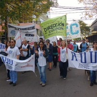 Acto y movilización en Santa Rosa de La Pampa. ADU La Pampa presente.