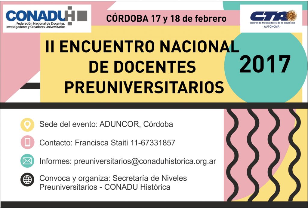 II Encuentro Nacional de Preuniversitarios, Córdoba: 17 y 18 de febrero