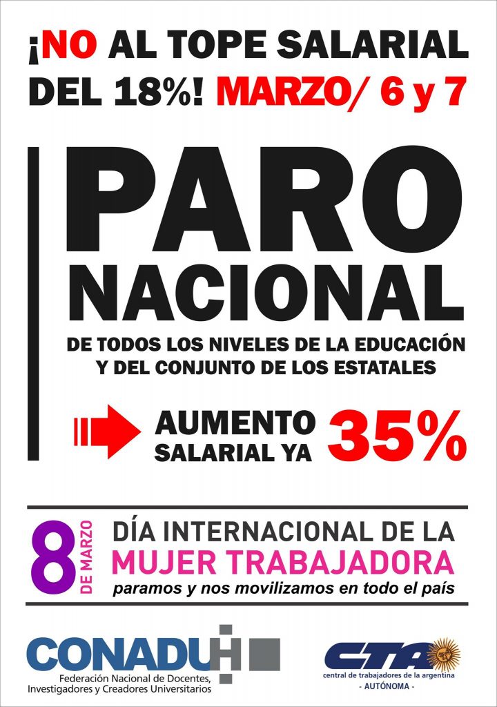 Segunda reunión de la paritaria nacional docente de las Universidades Nacionales, sin nuevas ofertas del gobierno. CONADU HISTÓRICA ratifica el Paro Nacional de 48 hs para el 6 y 7 de marzo