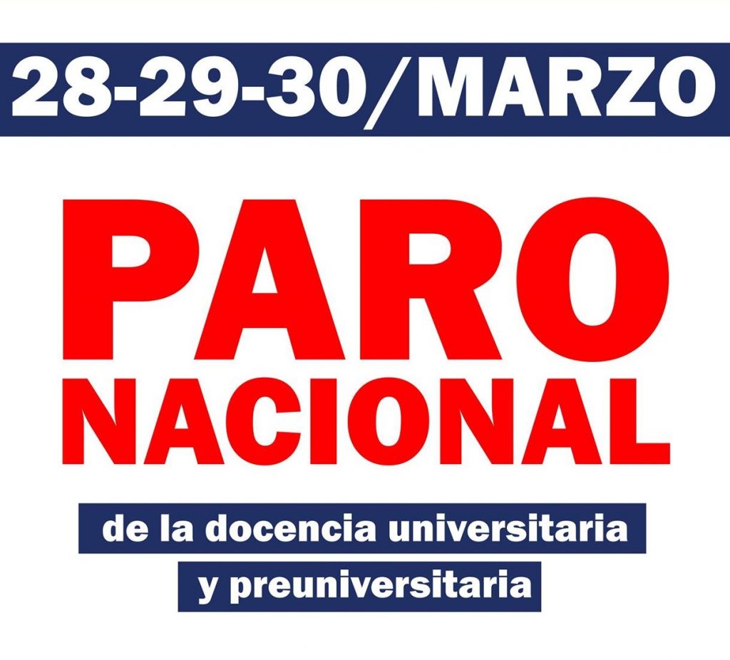 Docentes de las Universidades Nacionales paran por 72 horas
