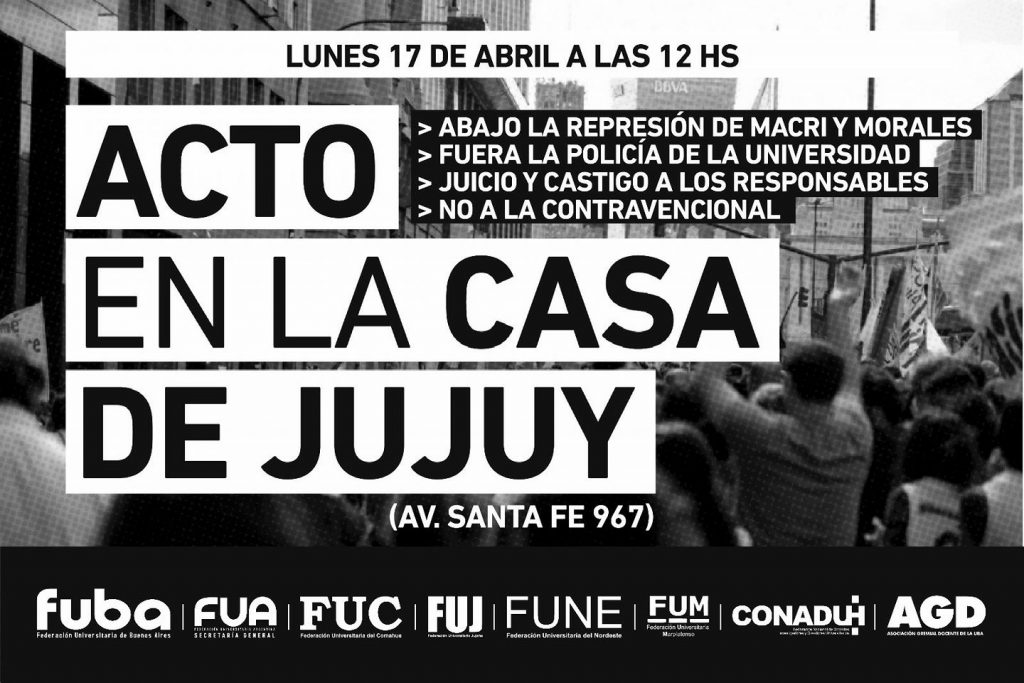 CONADU HISTORICA repudia el accionar represivo de la policía de la provincia de Jujuy