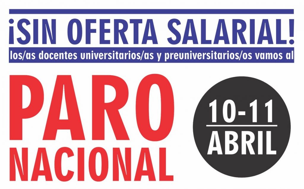 PLAN DE LUCHA por el incremento salarial del 25%: 10 Y 11 DE ABRIL, PARO DE 48 HORAS