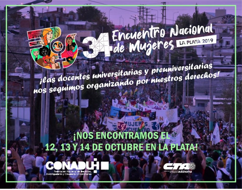 CONADU HISTÓRICA invita a todas las docentes universitarias y preuniversitarias a participar del 34º Encuentro Nacional de Mujeres