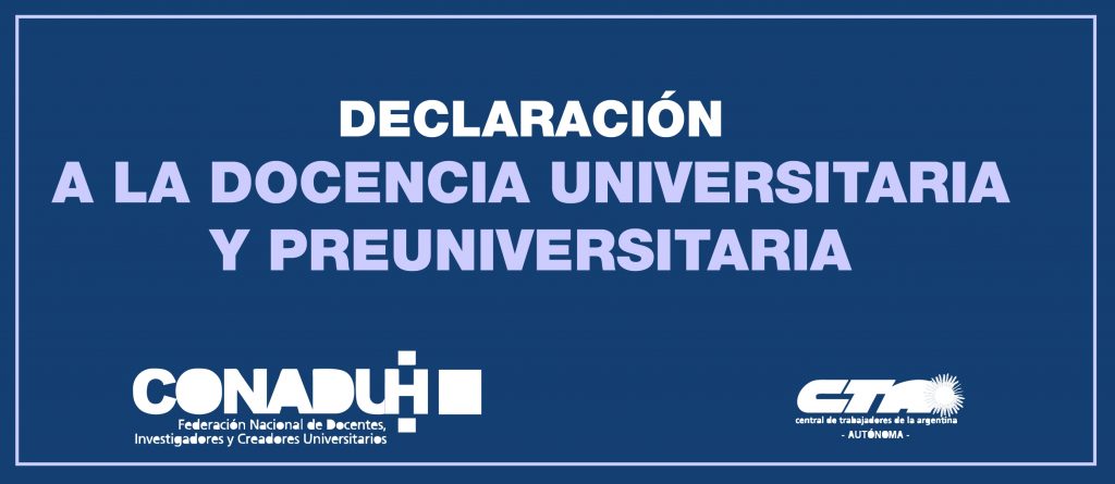 DECLARACIÓN:  A la Docencia Universitaria y Preuniversitaria Argentina