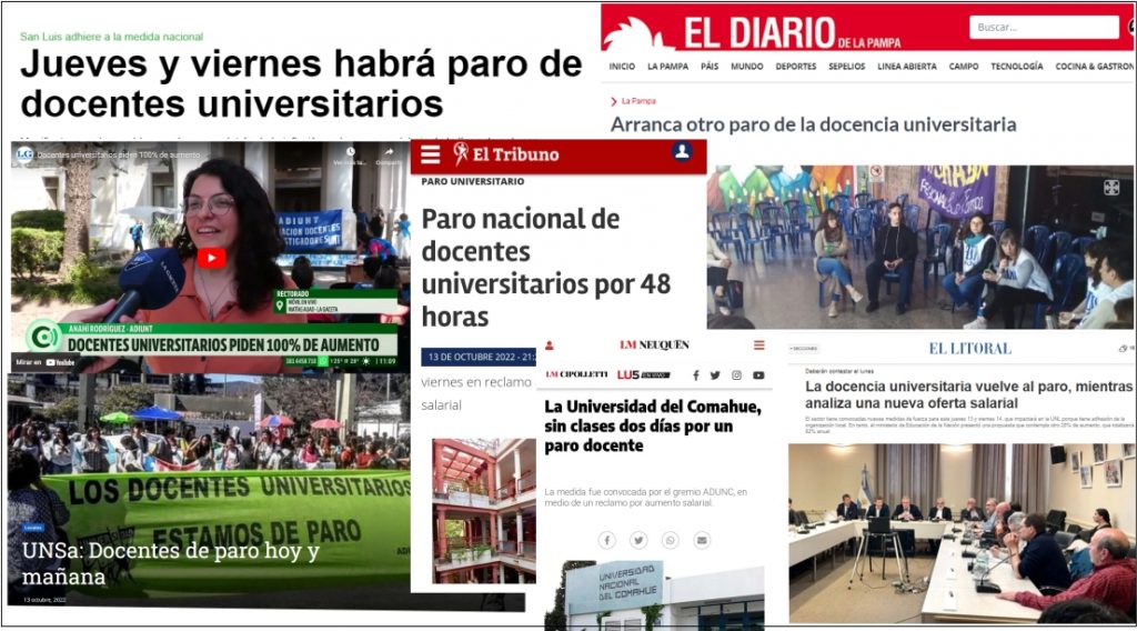 Cobertura mediática del paro de los días 13 y 14 de octubre