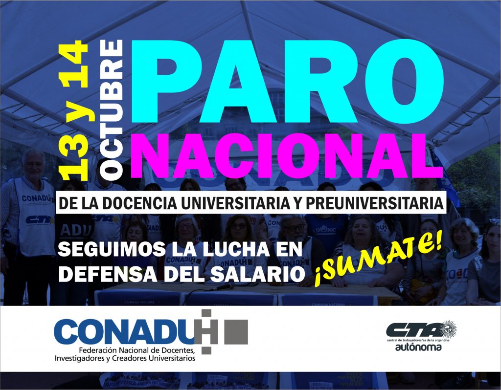 13 y 14 de octubre: Paro Nacional de la docencia universitaria y preuniversitaria ¡Seguimos la pelea en defensa del salario!